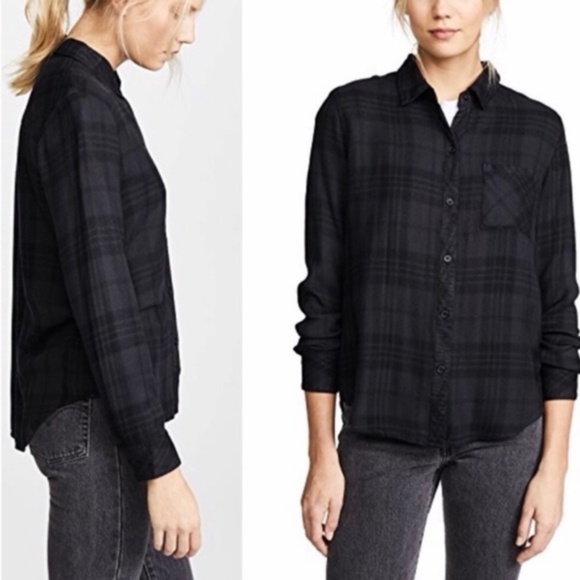 Rails Tops - Rails Hunter Carbon Black Plaid L/S Button Up XS